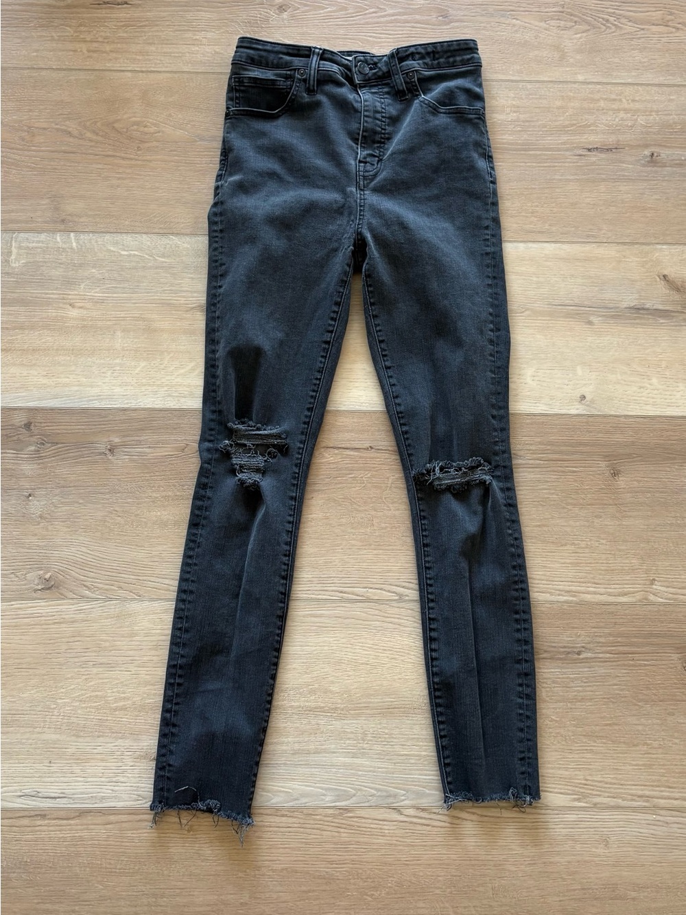 madewell distressed, black skinny jeans